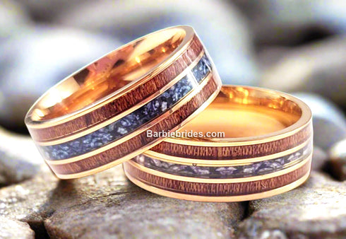 Men 8mm Tungsten Burnt Whiskey Barrel Meteorite Inspire Comfort-Fit Wedding Band